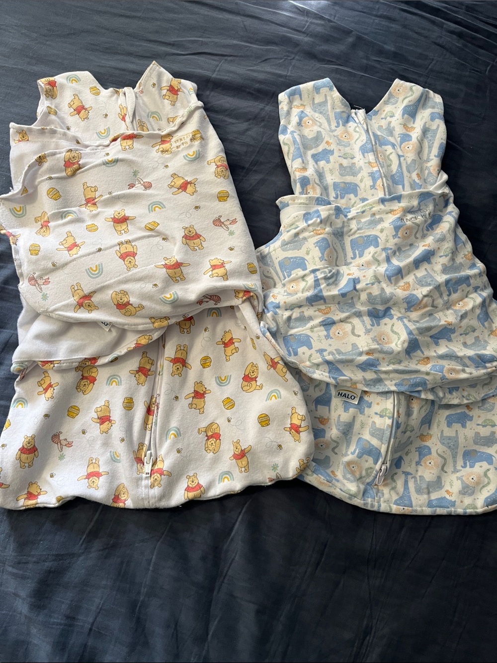 HALO SleepSack Swaddle + Winnie the Pooh White and Blue Kids Pajamas